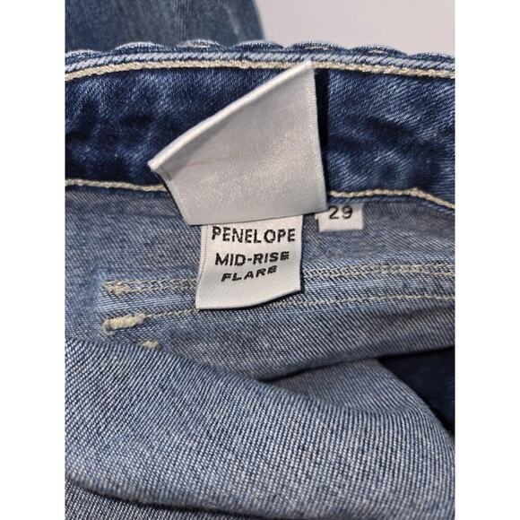 Tularosa Penelope Mid-Rise Flare Jeans W29 Blue Pockets CLEAN Made in USA - Picture 15 of 16